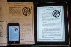 Three views of Spirit of the Century: Paper, iPod Touch GoodReader, iPad GoodReader