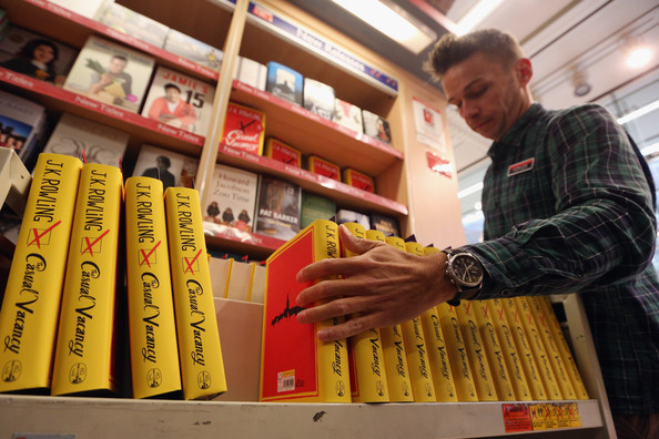 Boxes of J.K. Rowling's first novel for adults, Casual Vacancy, being unpacked at a bookstore