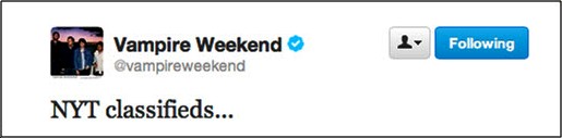Vampire Weekend New York Times classified ad
