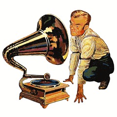 Man-listening-to-Gramophone-Detailed